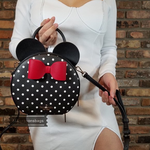 Disney x Kate Spade New York Minnie Mouse Crossbody Bag in Black Polka Dot BLACK - Picture 7 of 8